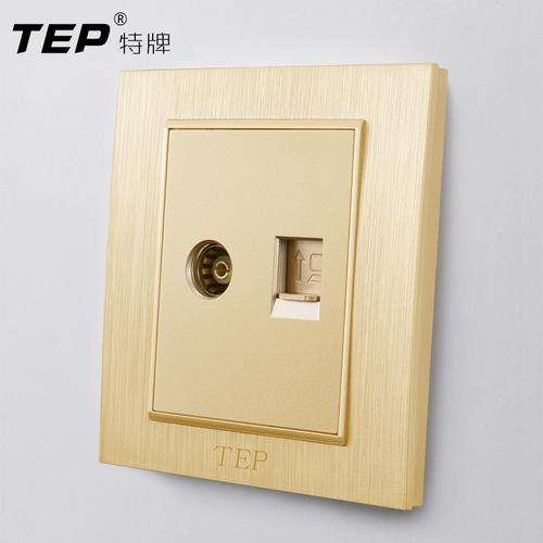 tep特牌开关插座面板电视电脑插座信息网线插座香槟金